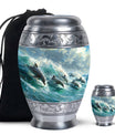 Dolphin Urn Memorial For Adults - Ocean Waves Funeral Urn For Ashes