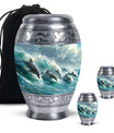 Dolphin Urn Memorial For Adults - Ocean Waves Funeral Urn For Ashes
