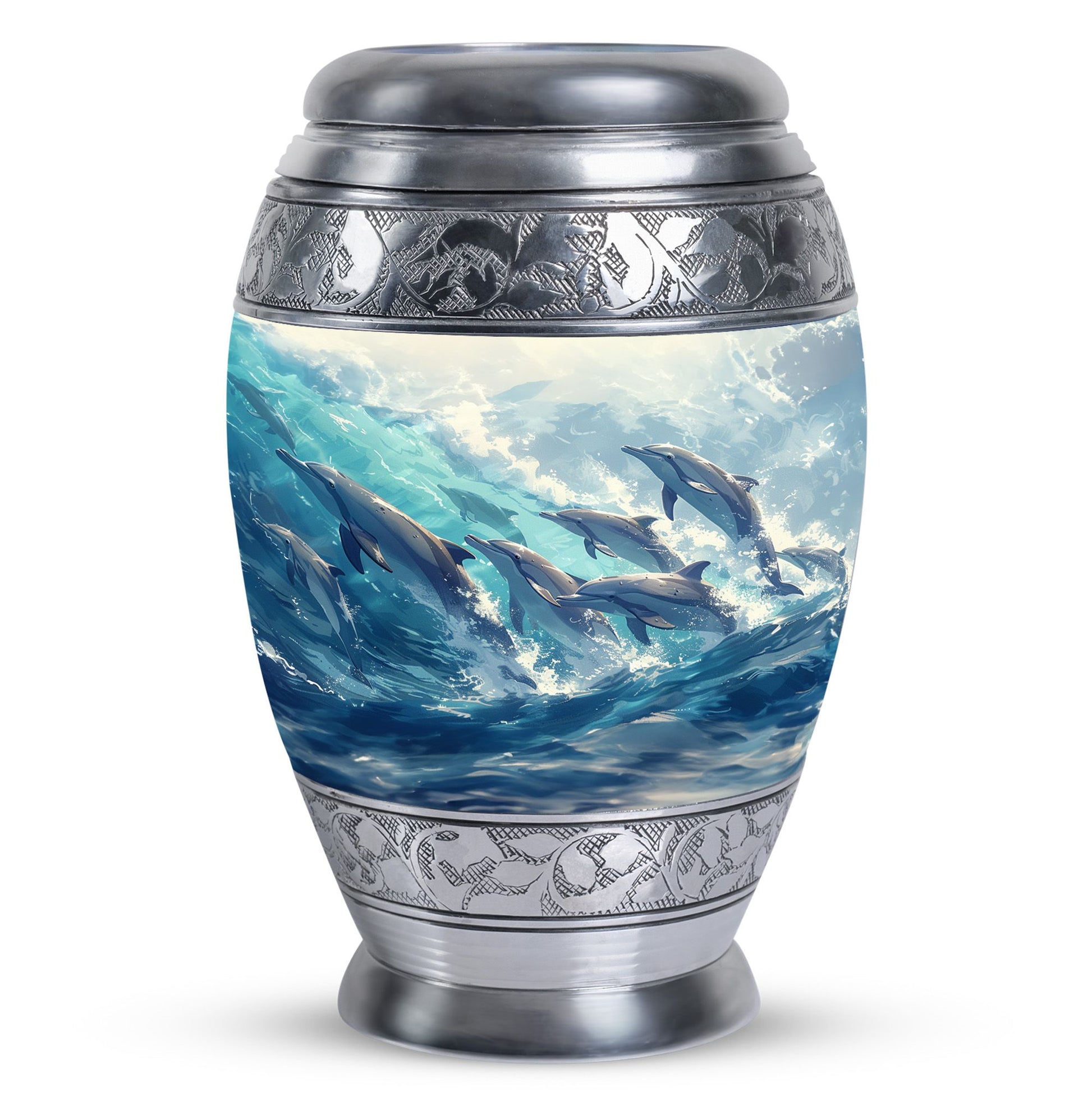 Dolphin Family Cremation Urn - Dolphin Large Funeral Ashes Urn