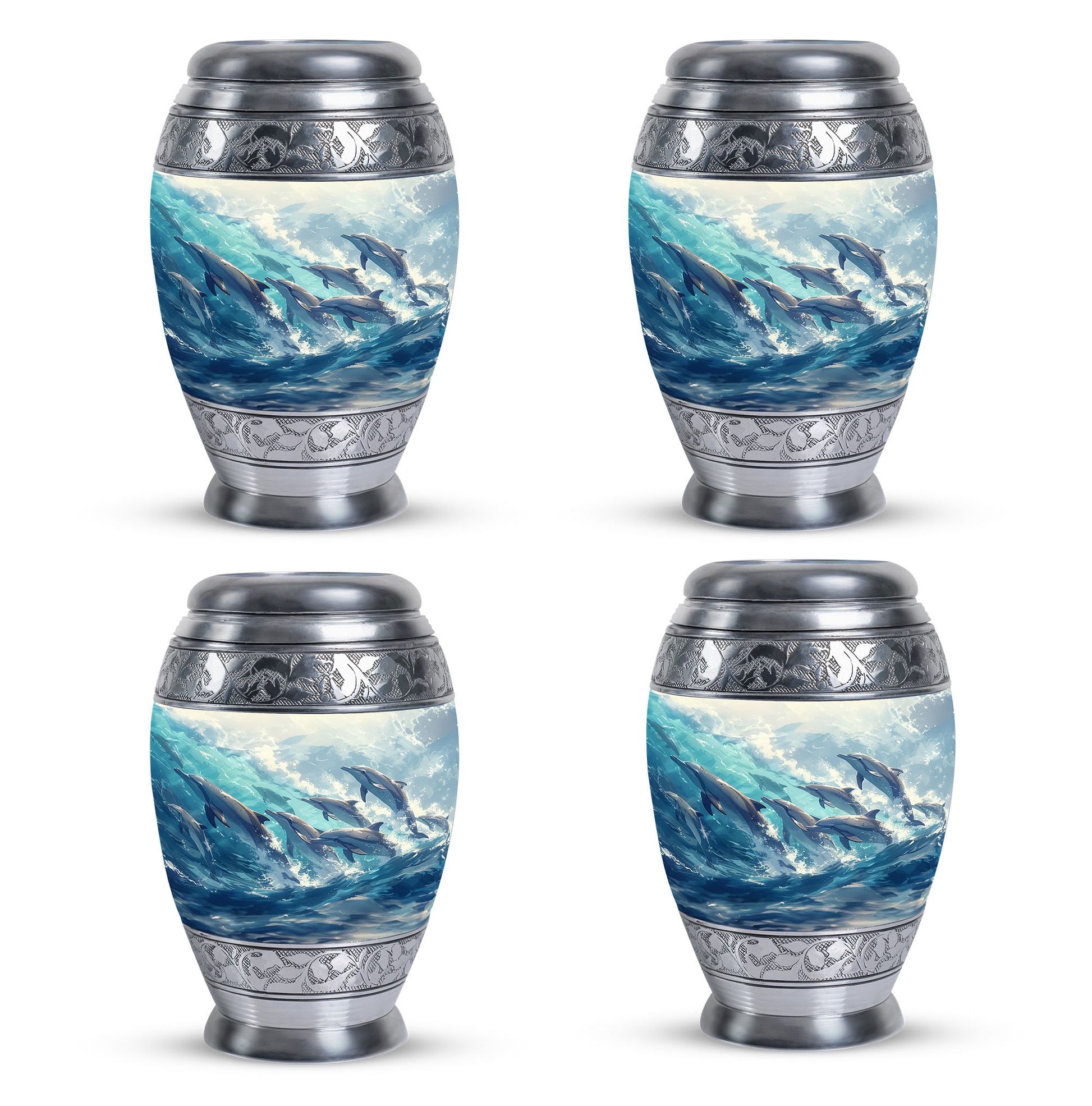 Dolphin Family Cremation Urn - Dolphin Large Funeral Ashes Urn