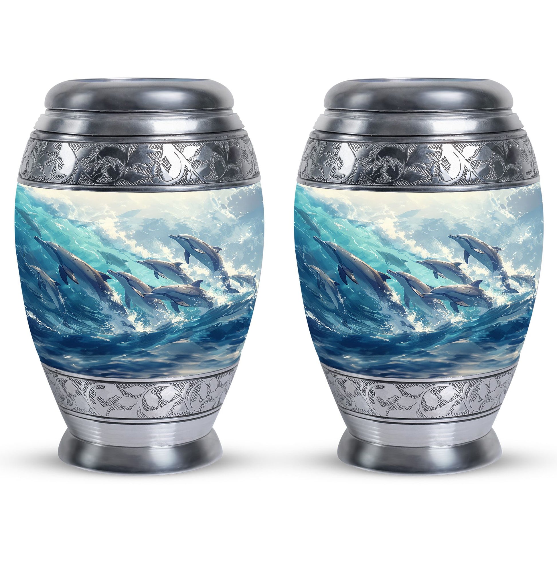 Dolphin Family Cremation Urn - Dolphin Large Funeral Ashes Urn