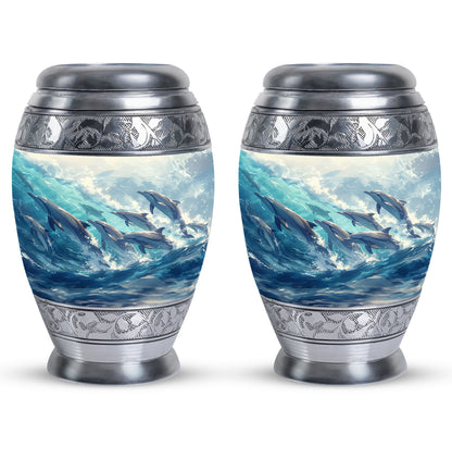Personalized Dolphin Cremation Urn for Human Ashes - 10-inch, 200 cu in - Yatskia
