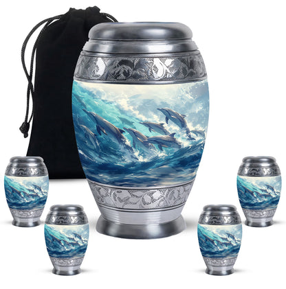 Personalized Dolphin Cremation Urn for Human Ashes - 10-inch, 200 cu in - Yatskia