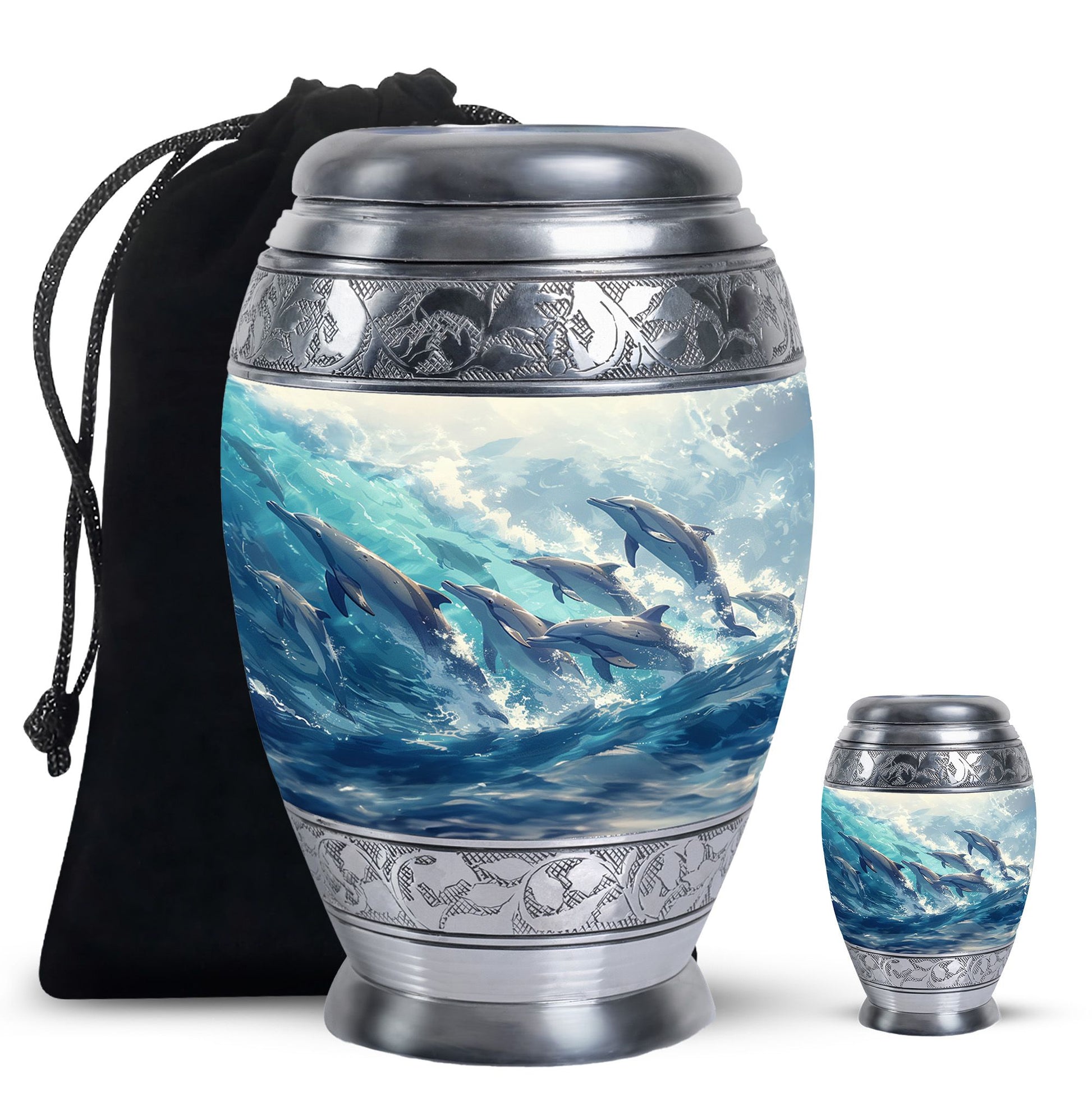 Dolphin Family Cremation Urn - Dolphin Large Funeral Ashes Urn