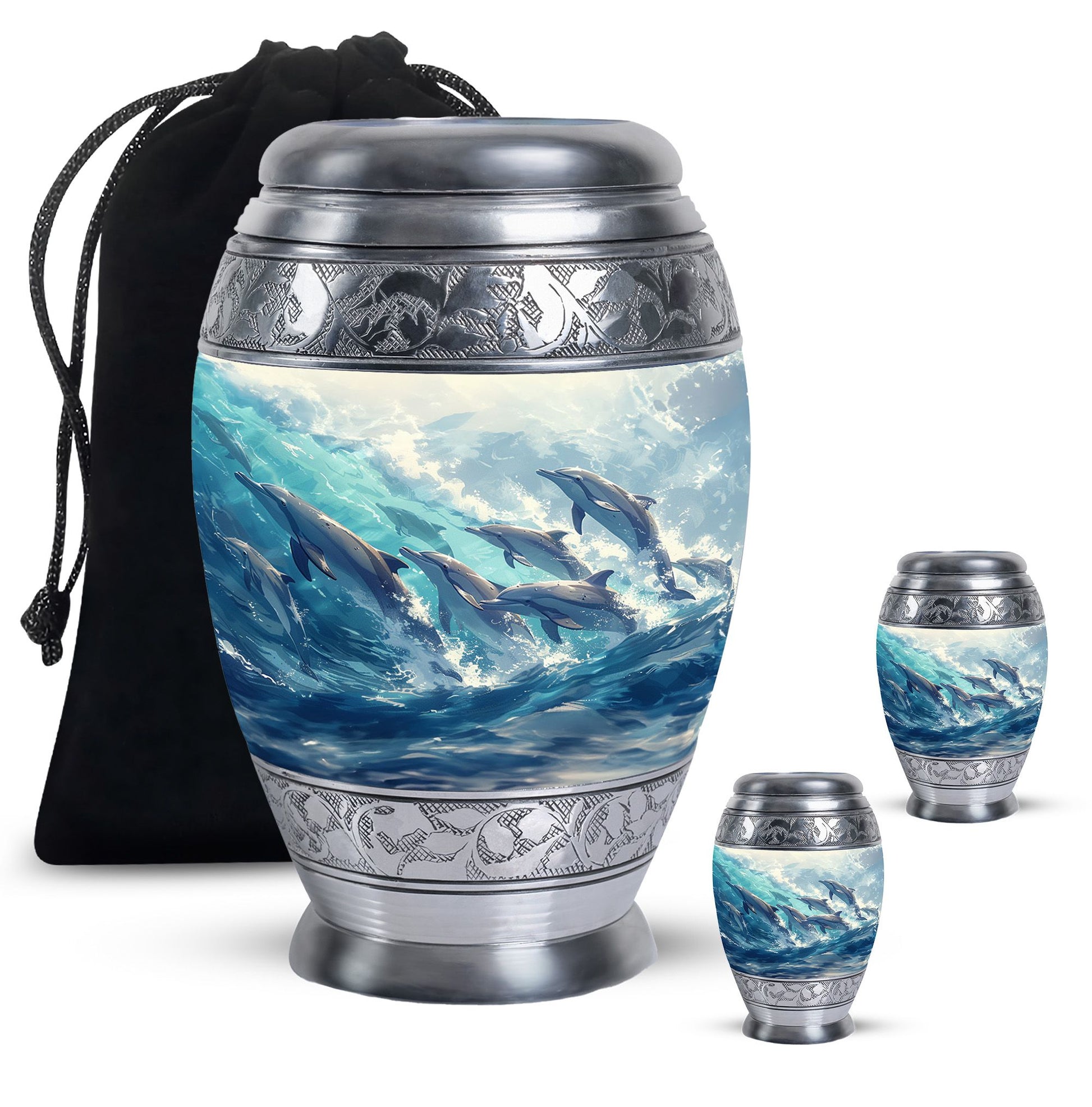 Dolphin Family Cremation Urn - Dolphin Large Funeral Ashes Urn