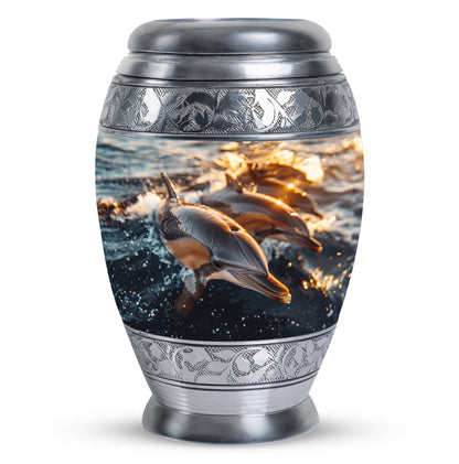 Personalized Dolphin Cremation Urn for Women - 10-inch, 200 cu in - Yatskia