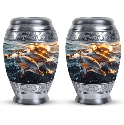Personalized Dolphin Cremation Urn for Women - 10-inch, 200 cu in - Yatskia