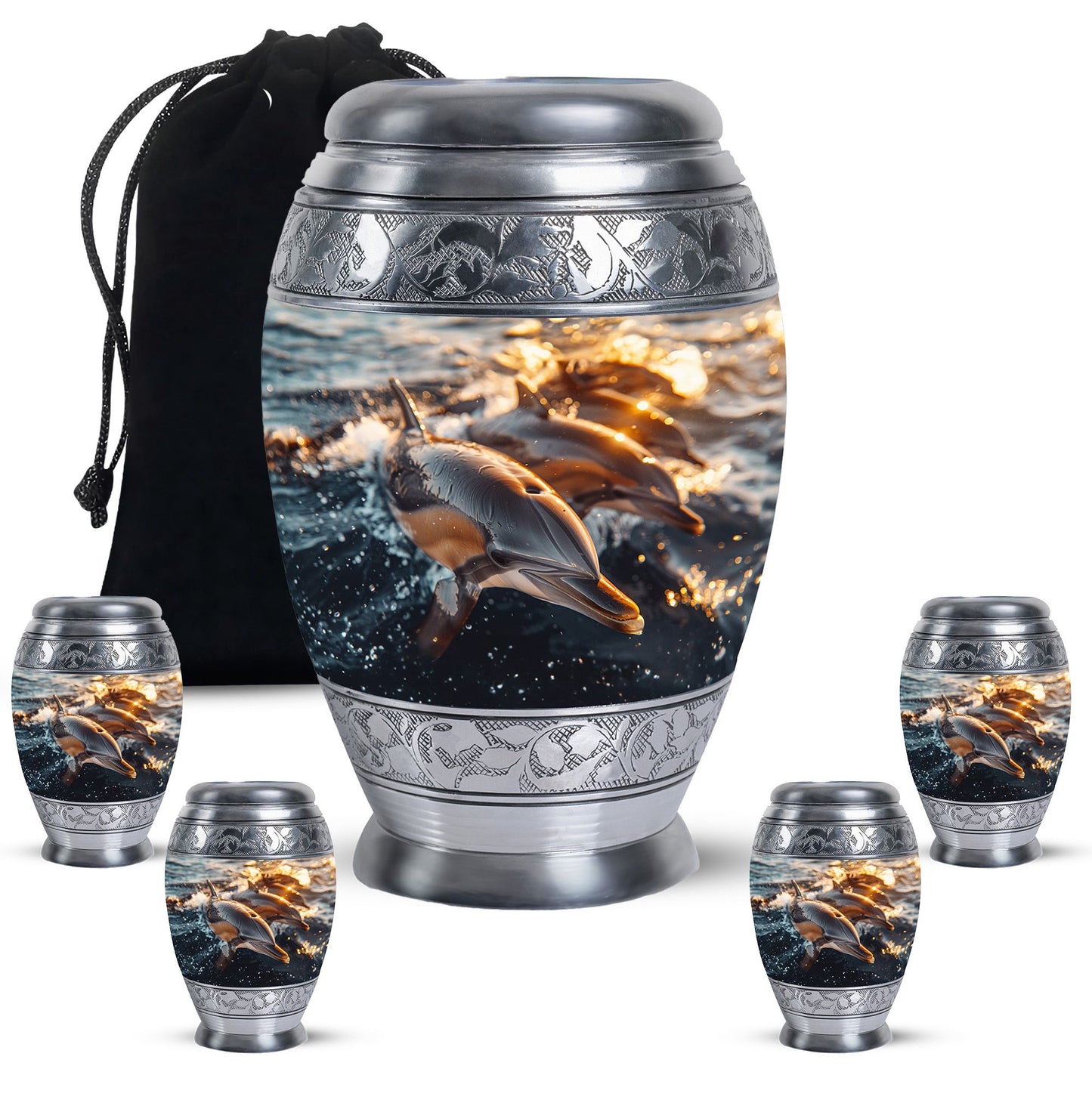 Personalized Dolphin Cremation Urn for Women - 10-inch, 200 cu in - Yatskia