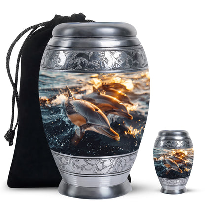 Personalized Dolphin Cremation Urn for Women - 10-inch, 200 cu in - Yatskia