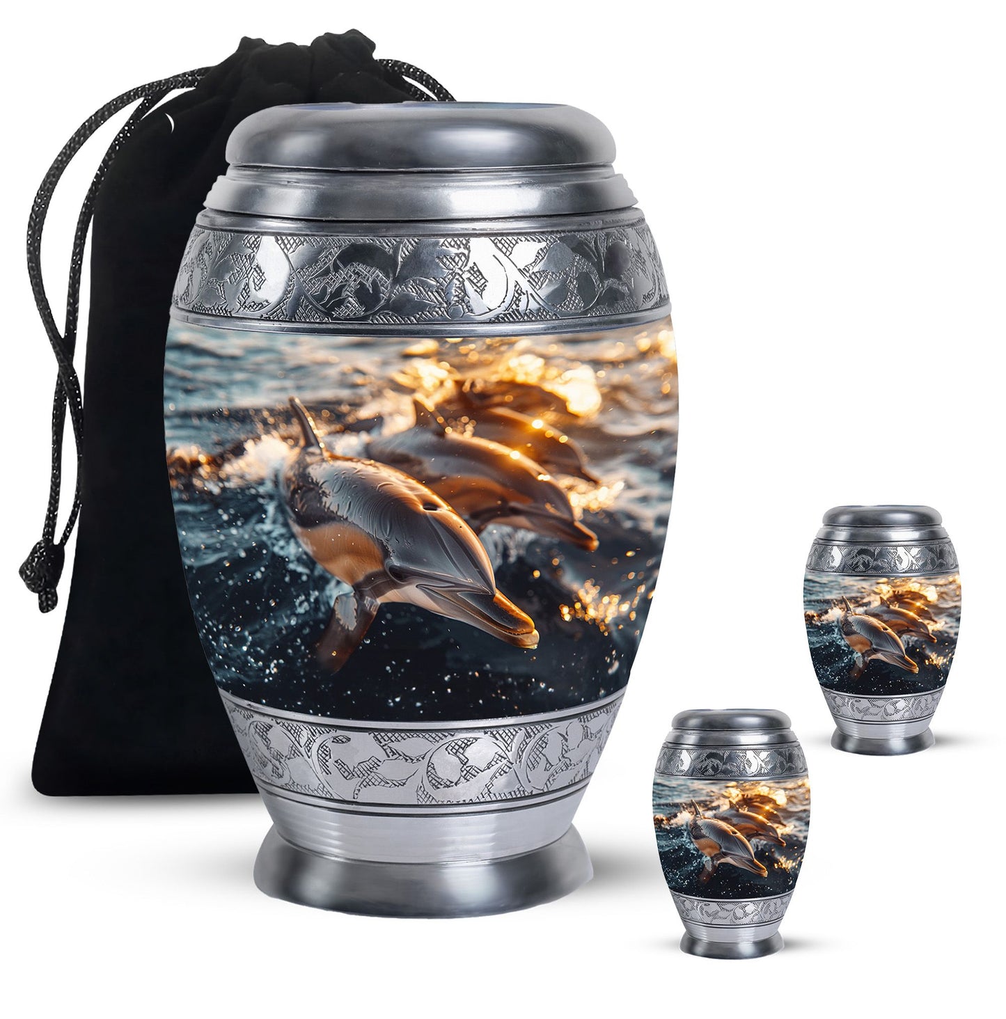Personalized Dolphin Cremation Urn for Women - 10-inch, 200 cu in - Yatskia