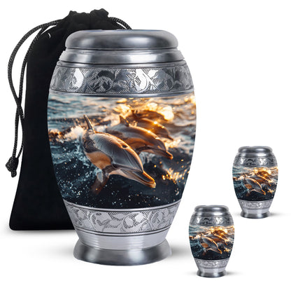 Personalized Dolphin Cremation Urn for Women - 10-inch, 200 cu in - Yatskia