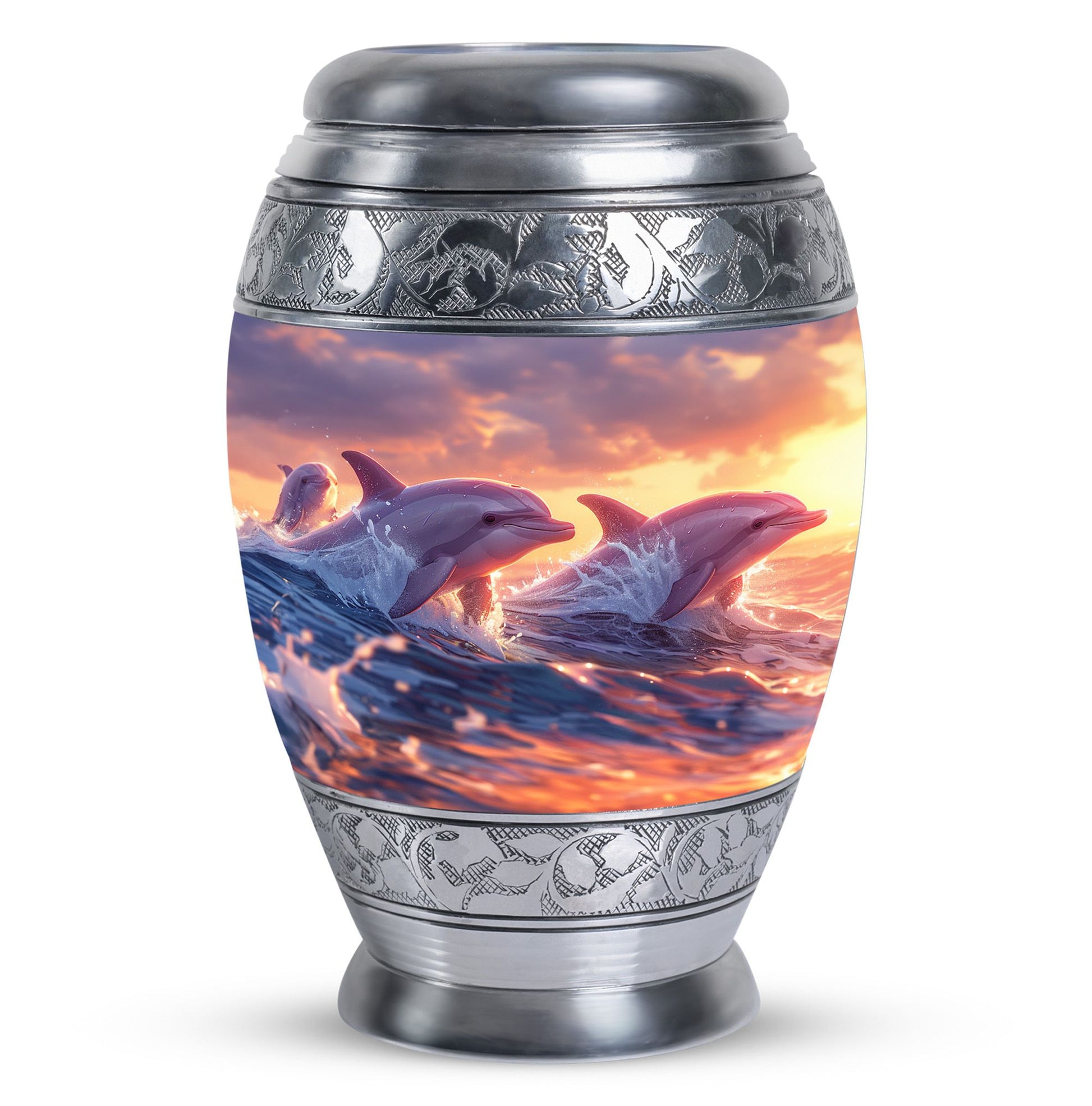 Sunset Dolphin Memorial Urn For Women - Large Urns For Adult Human Ashes