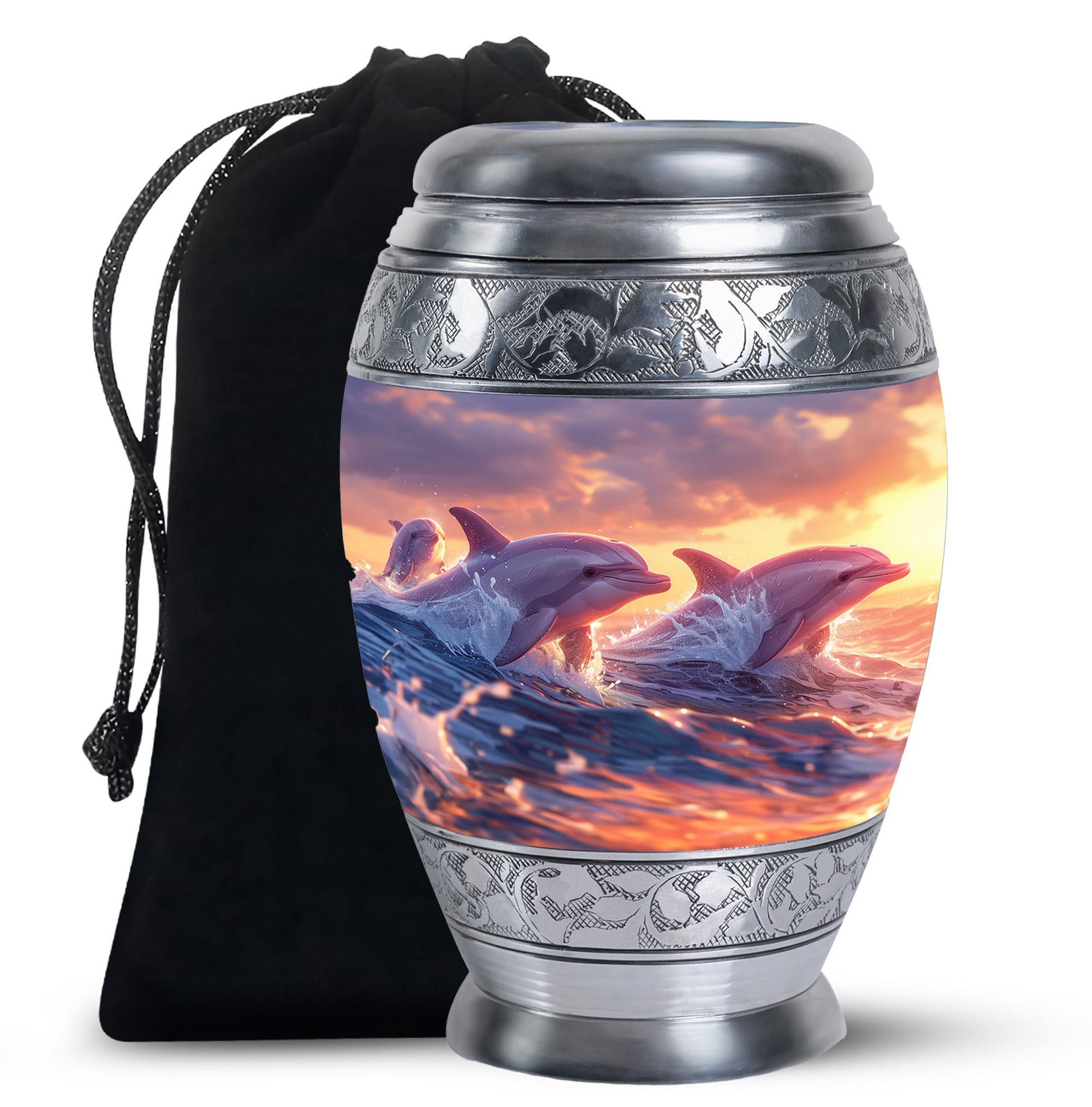 Sunset Dolphin Memorial Urn For Women - Large Urns For Adult Human Ashes