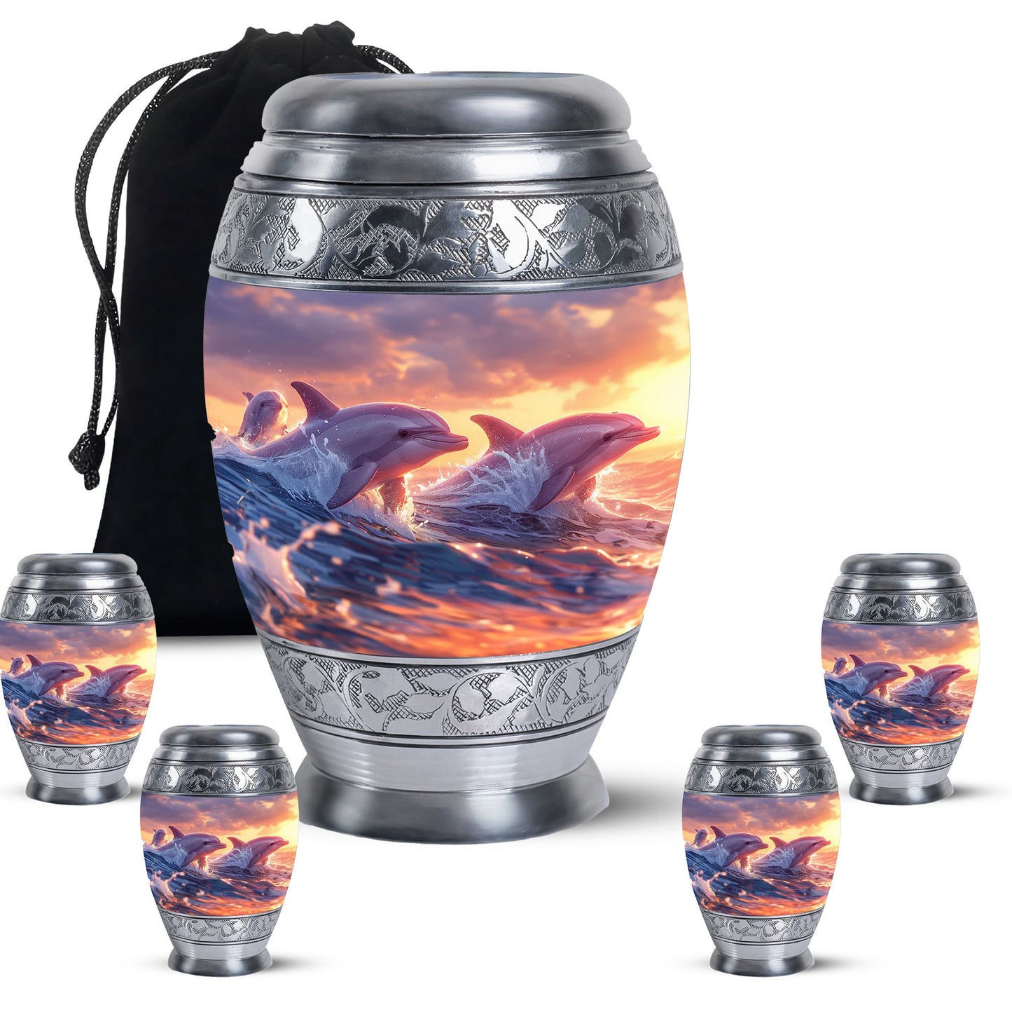 Personalized Dolphin Memorial Urn for Women - 10-inch, 200 cu in - Yatskia