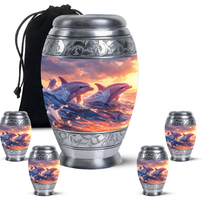 Personalized Dolphin Memorial Urn for Women - 10-inch, 200 cu in - Yatskia