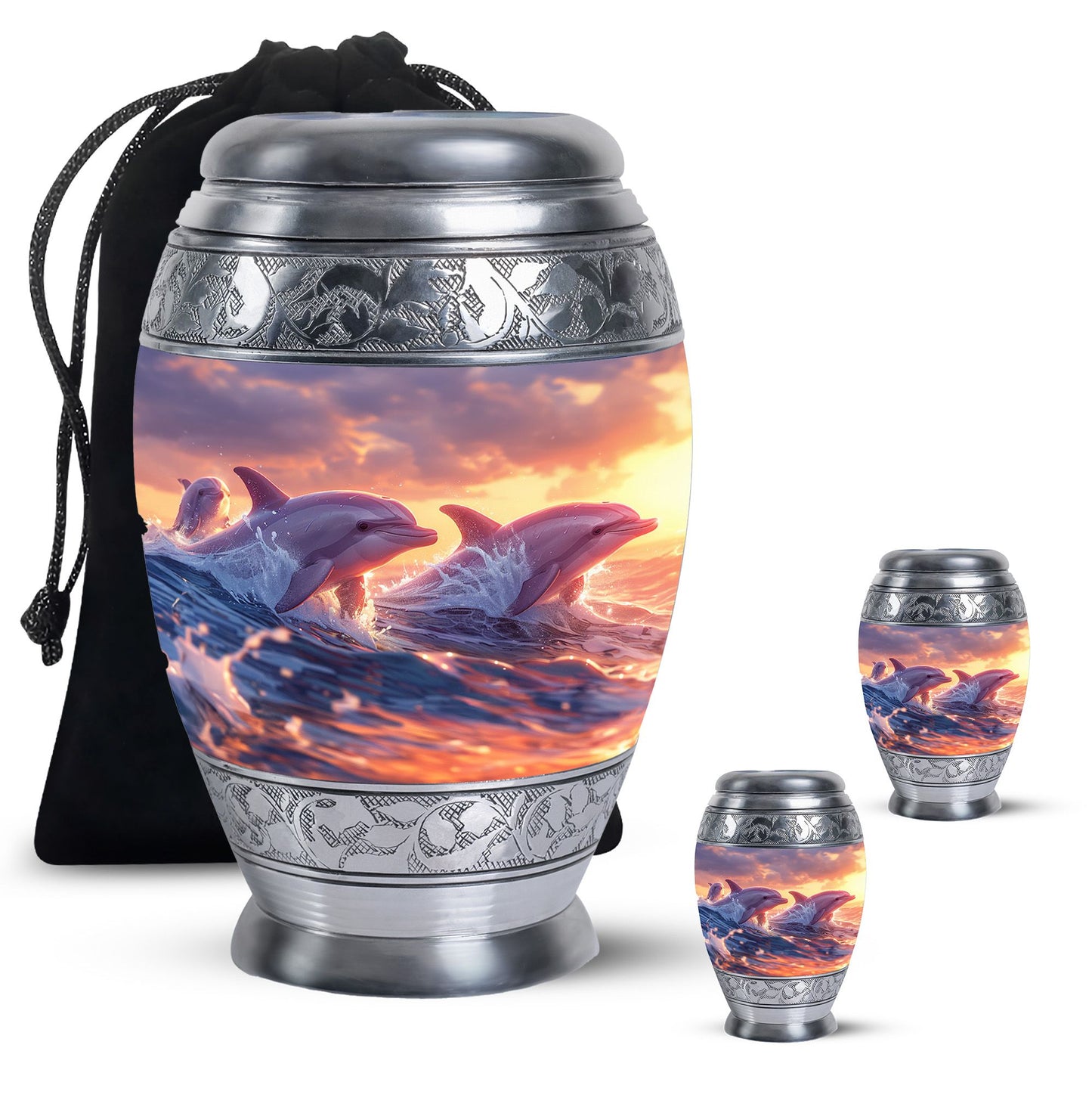 Personalized Dolphin Memorial Urn for Women - 10-inch, 200 cu in - Yatskia