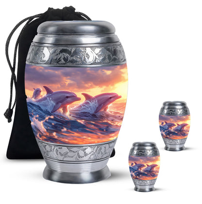 Personalized Dolphin Memorial Urn for Women - 10-inch, 200 cu in - Yatskia