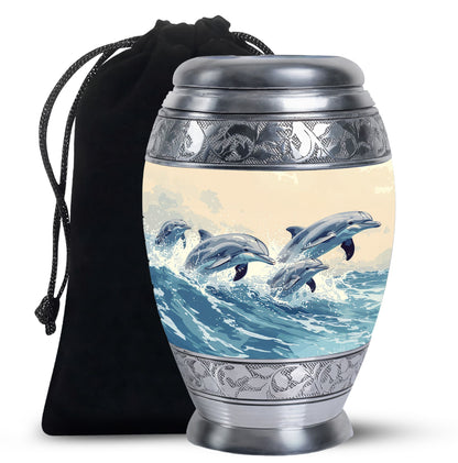 Personalized Dolphin Cremation Urn for Men & Women - 10-inch, 200 cu in - Yatskia