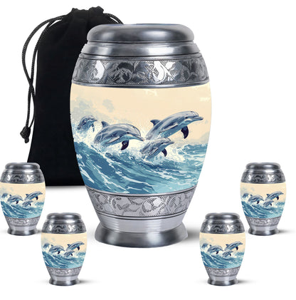Personalized Dolphin Cremation Urn for Men & Women - 10-inch, 200 cu in - Yatskia