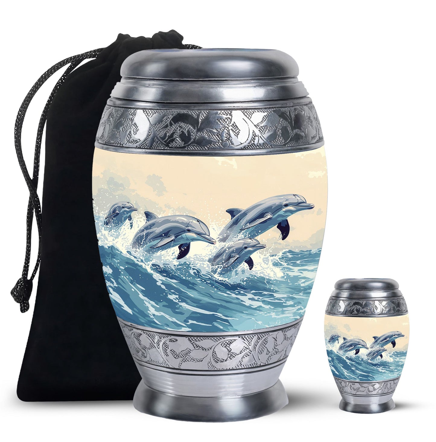 Personalized Dolphin Cremation Urn for Men & Women - 10-inch, 200 cu in - Yatskia