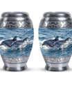 Dolphins Large Urn Memorial - Cremation Keepsake Urn Combo