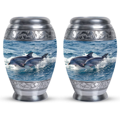 Personalized Dolphin Cremation Urn for Women - 10-inch, 200 cu in - Yatskia