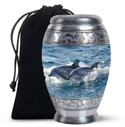 Personalized Dolphin Cremation Urn for Women - 10-inch, 200 cu in - Yatskia
