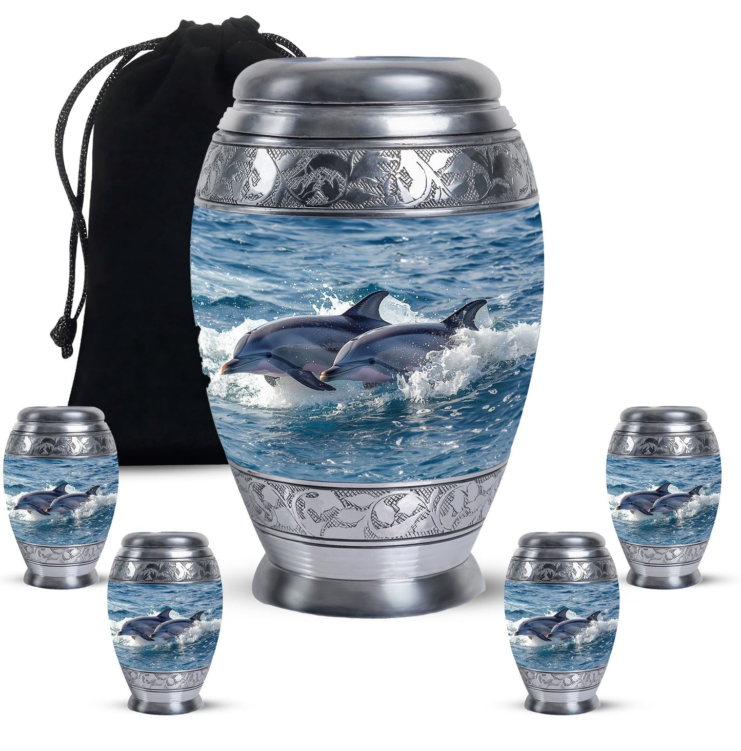 Personalized Dolphin Cremation Urn for Women - 10-inch, 200 cu in - Yatskia