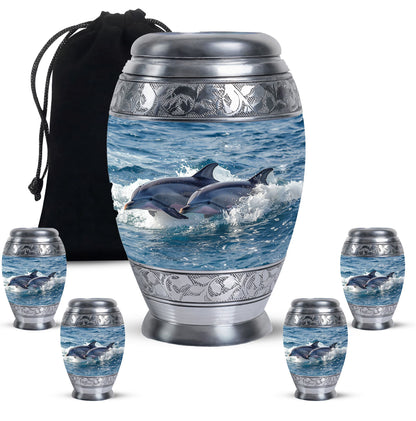 Personalized Dolphin Cremation Urn for Women - 10-inch, 200 cu in - Yatskia