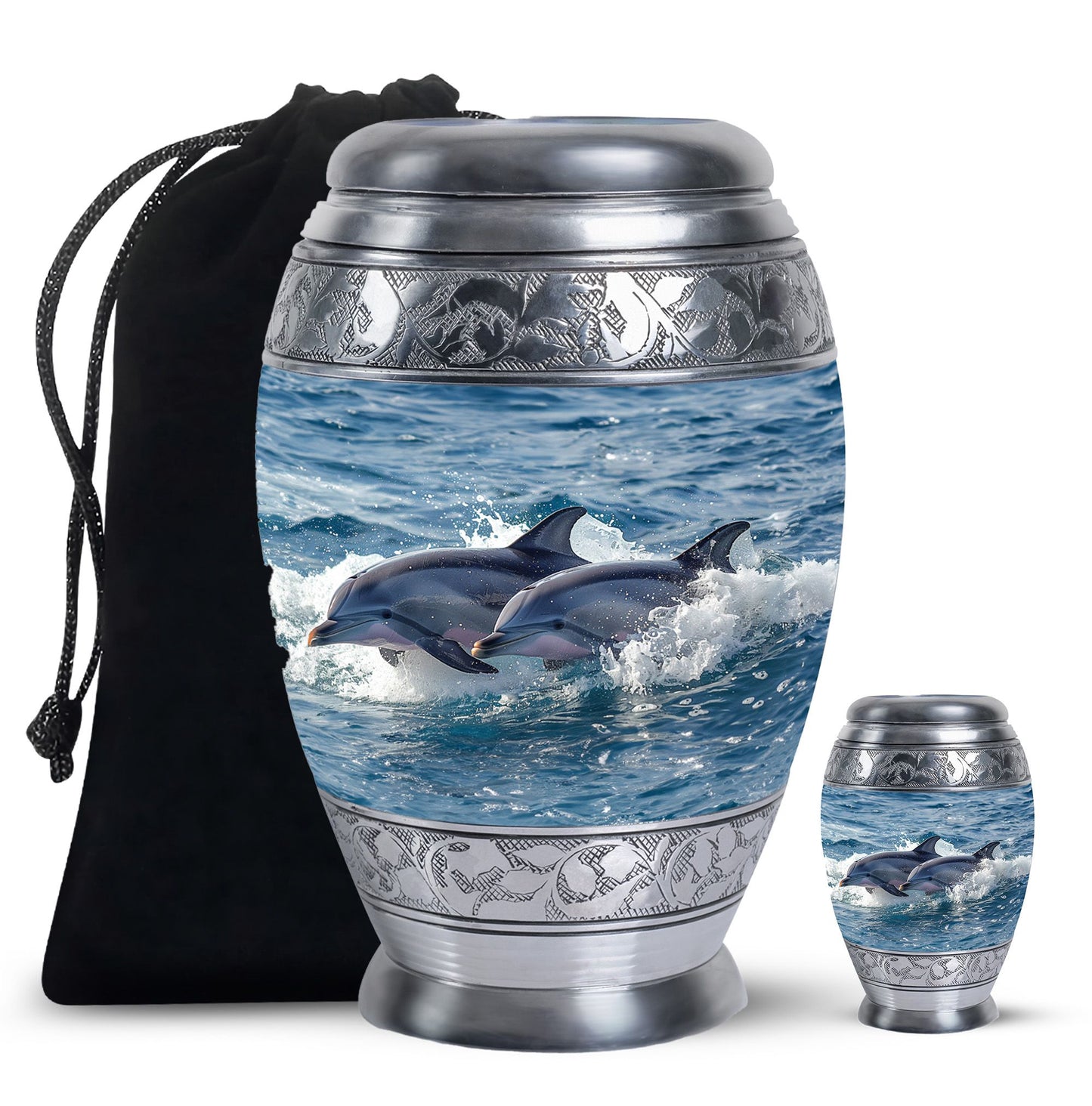 Personalized Dolphin Cremation Urn for Women - 10-inch, 200 cu in - Yatskia