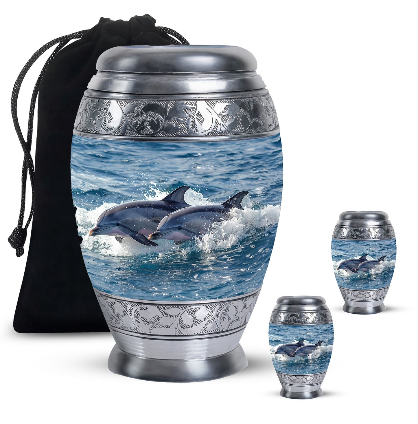 Personalized Dolphin Cremation Urn for Women - 10-inch, 200 cu in - Yatskia