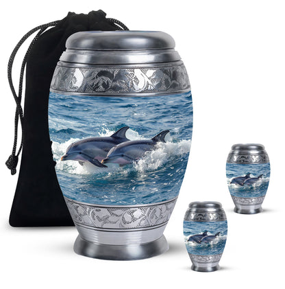 Personalized Dolphin Cremation Urn for Women - 10-inch, 200 cu in - Yatskia