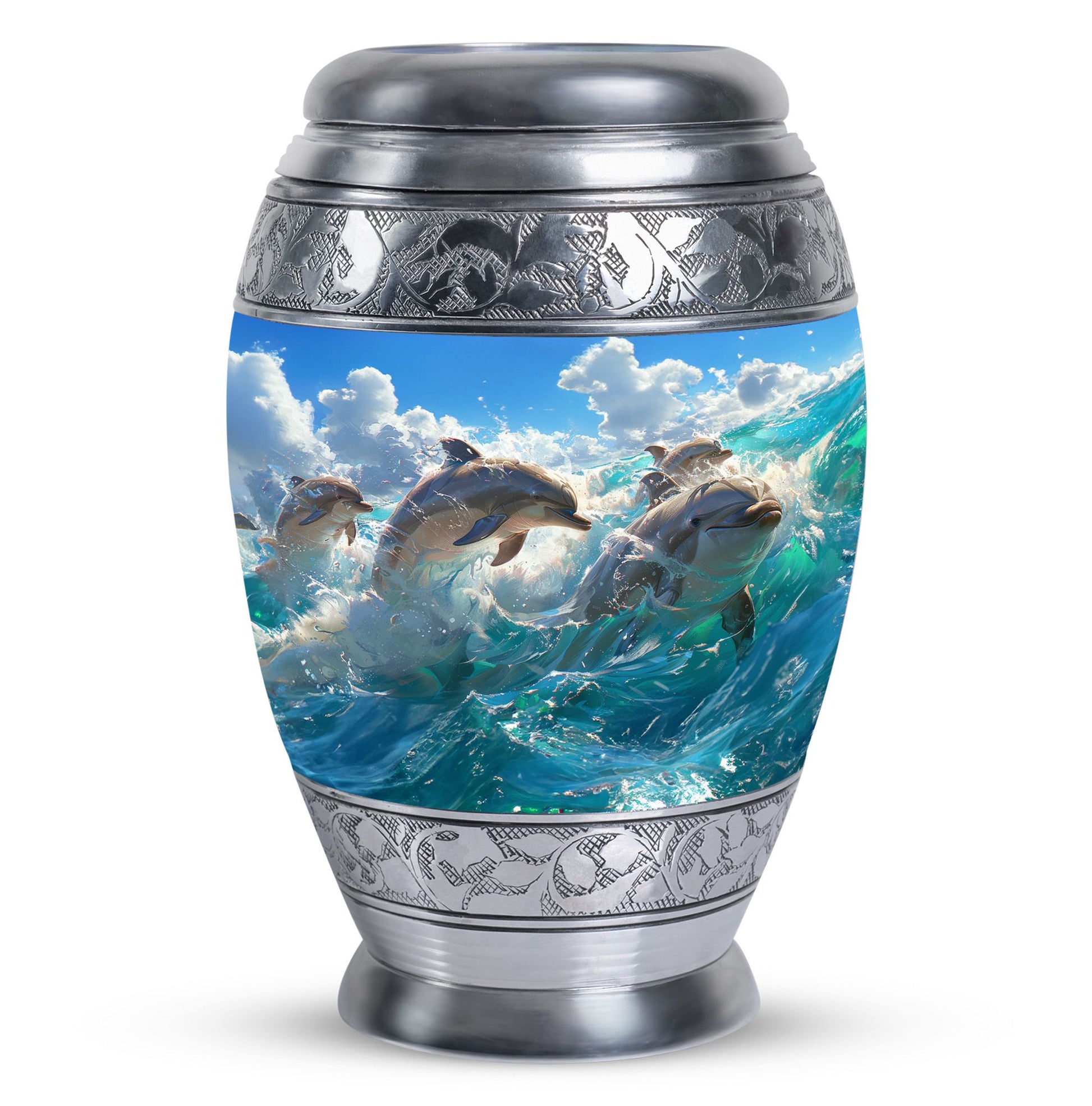 Joyful Dolphins Famiy Urn For Cremation - Funeral Urn for Loved Ones
