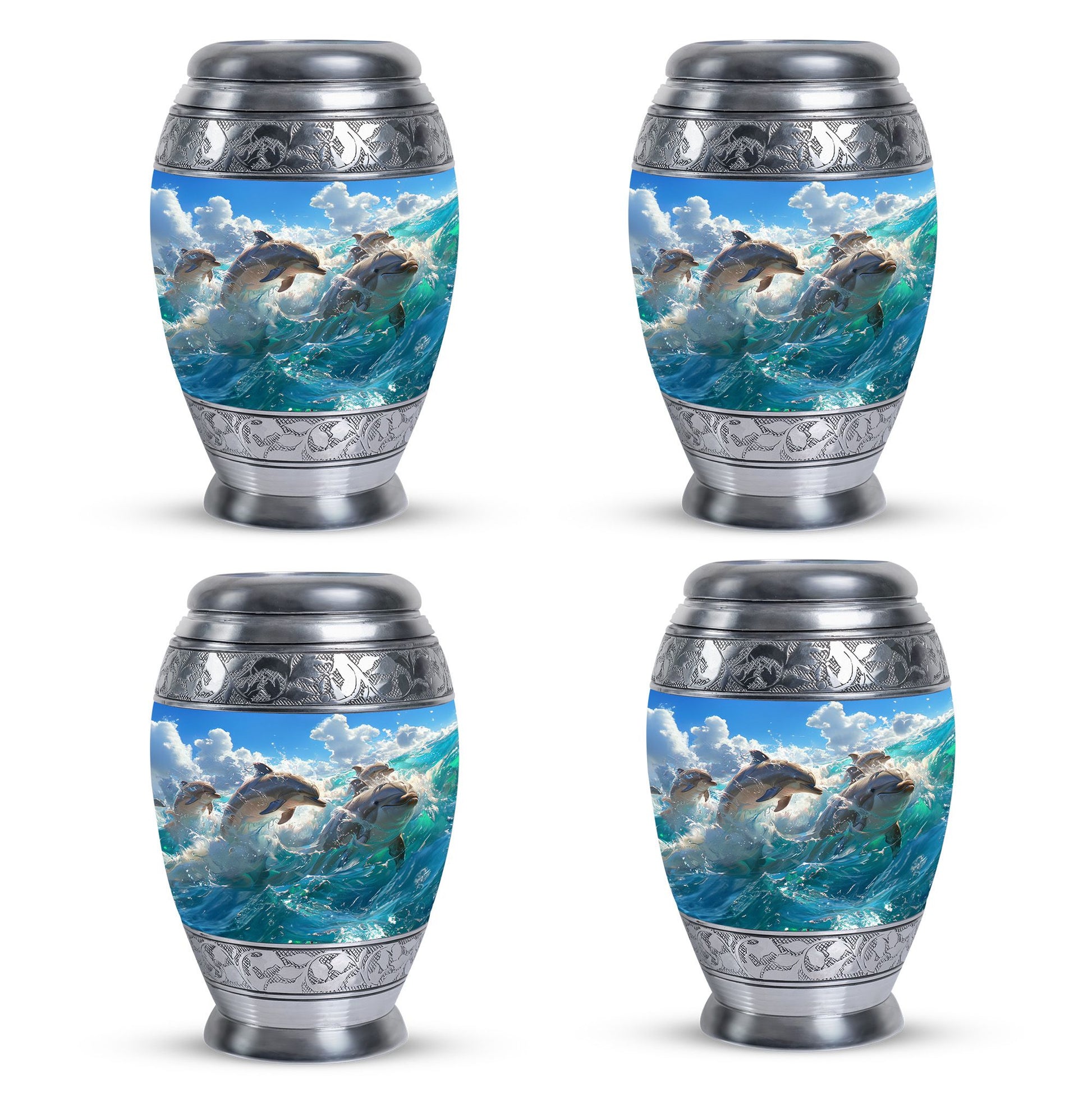 Joyful Dolphins Famiy Urn For Cremation - Funeral Urn for Loved Ones
