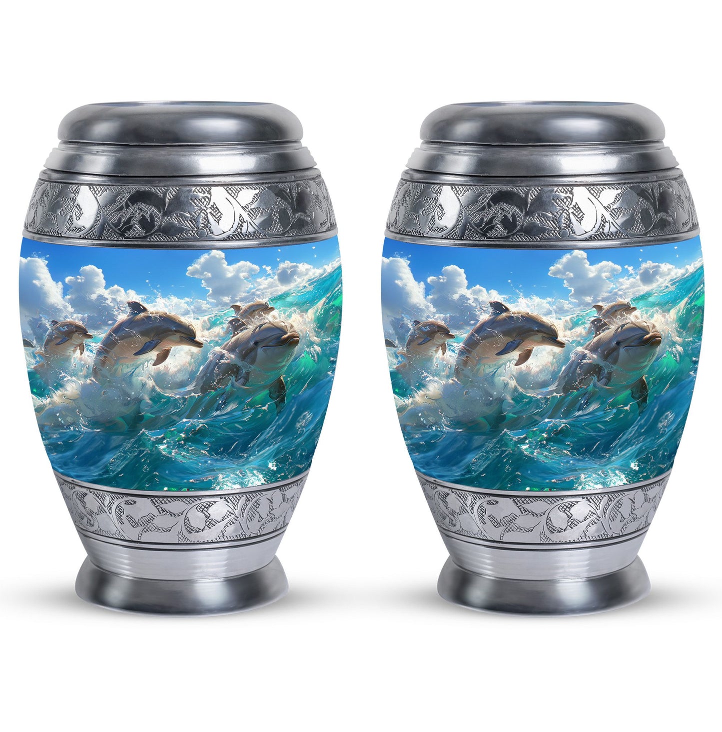 Personalized Dolphin Cremation Urn for Human Ashes - 10-inch, 200 cu in - Yatskia