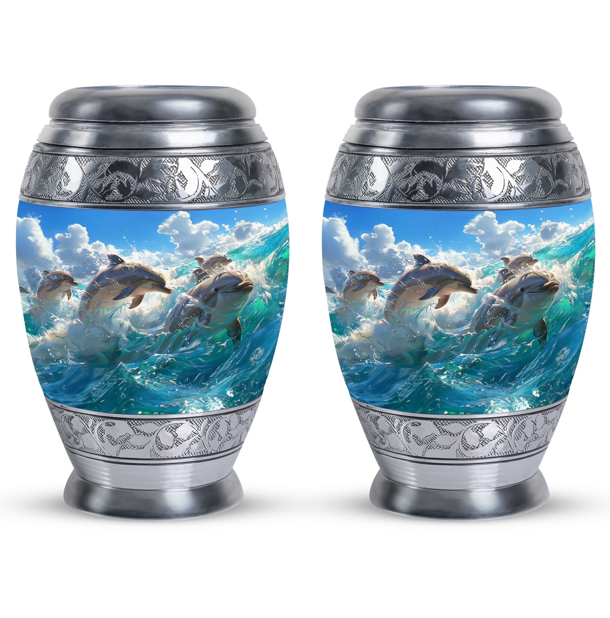 Joyful Dolphins Famiy Urn For Cremation - Funeral Urn for Loved Ones
