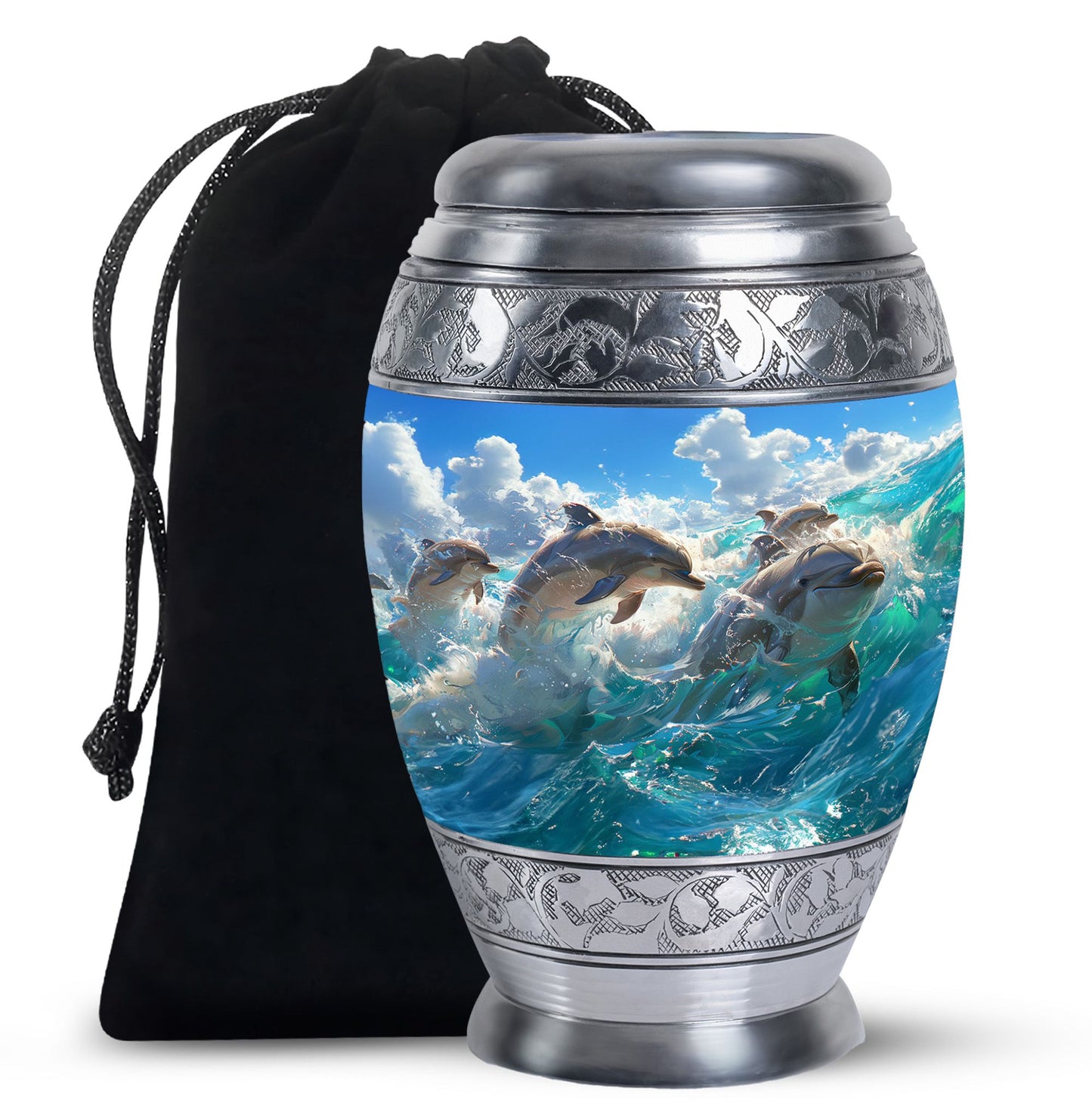 Personalized Dolphin Cremation Urn for Human Ashes - 10-inch, 200 cu in - Yatskia