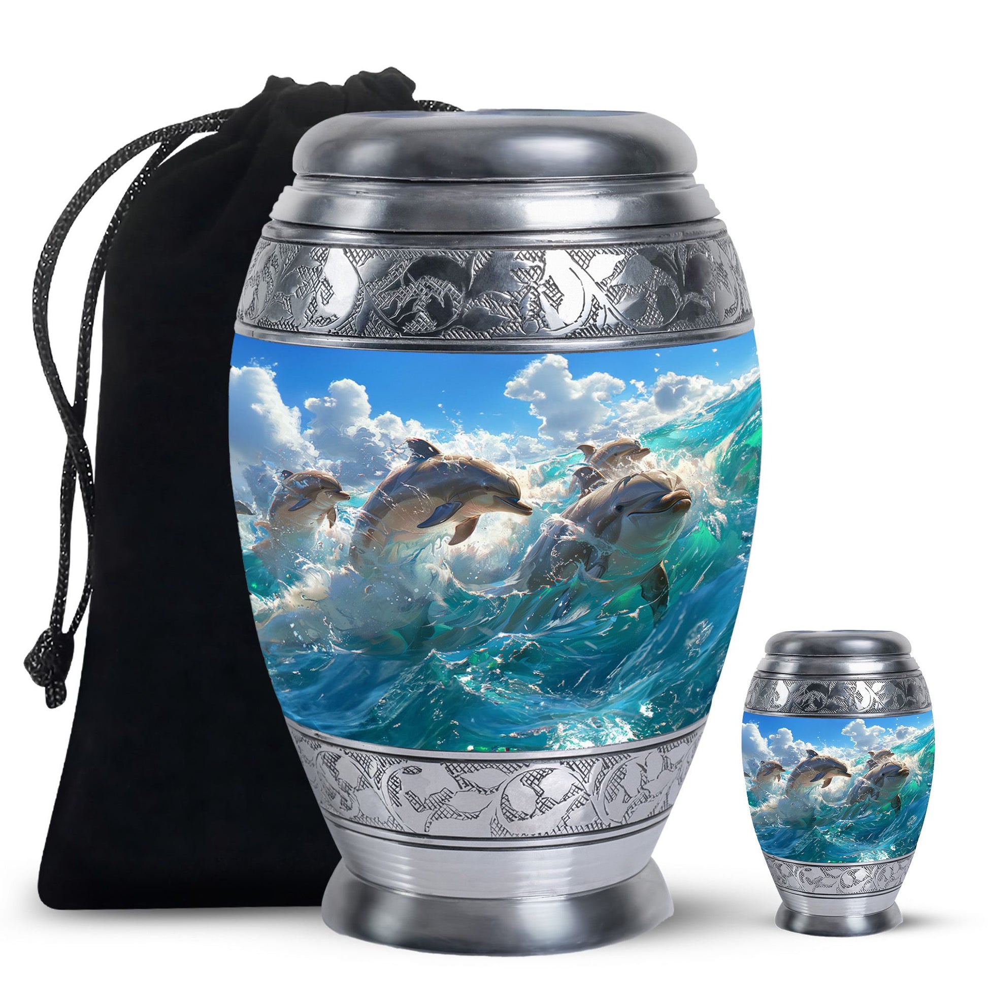 Joyful Dolphins Famiy Urn For Cremation - Funeral Urn for Loved Ones