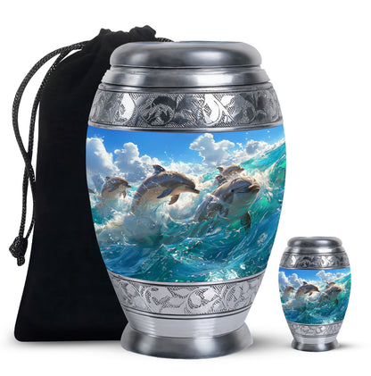 Personalized Dolphin Cremation Urn for Human Ashes - 10-inch, 200 cu in - Yatskia