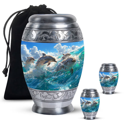 Personalized Dolphin Cremation Urn for Human Ashes - 10-inch, 200 cu in - Yatskia