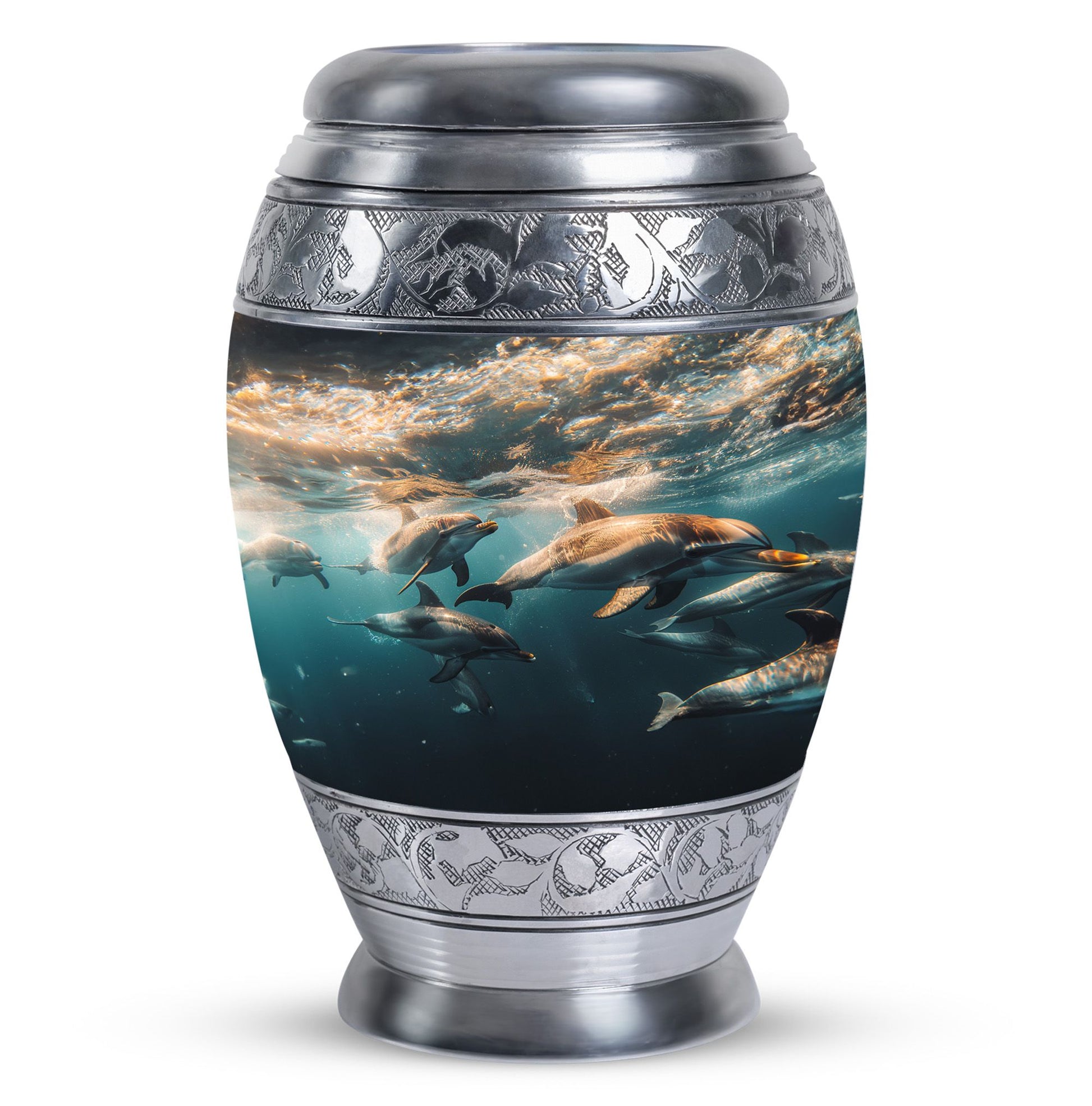 Underwater Dolphin Family Urn For Memorial - Human Ashes Container