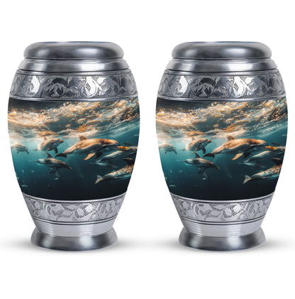 Personalized Dolphin Memorial Urn for Human Ashes - 10-inch, 200 cu in - Yatskia