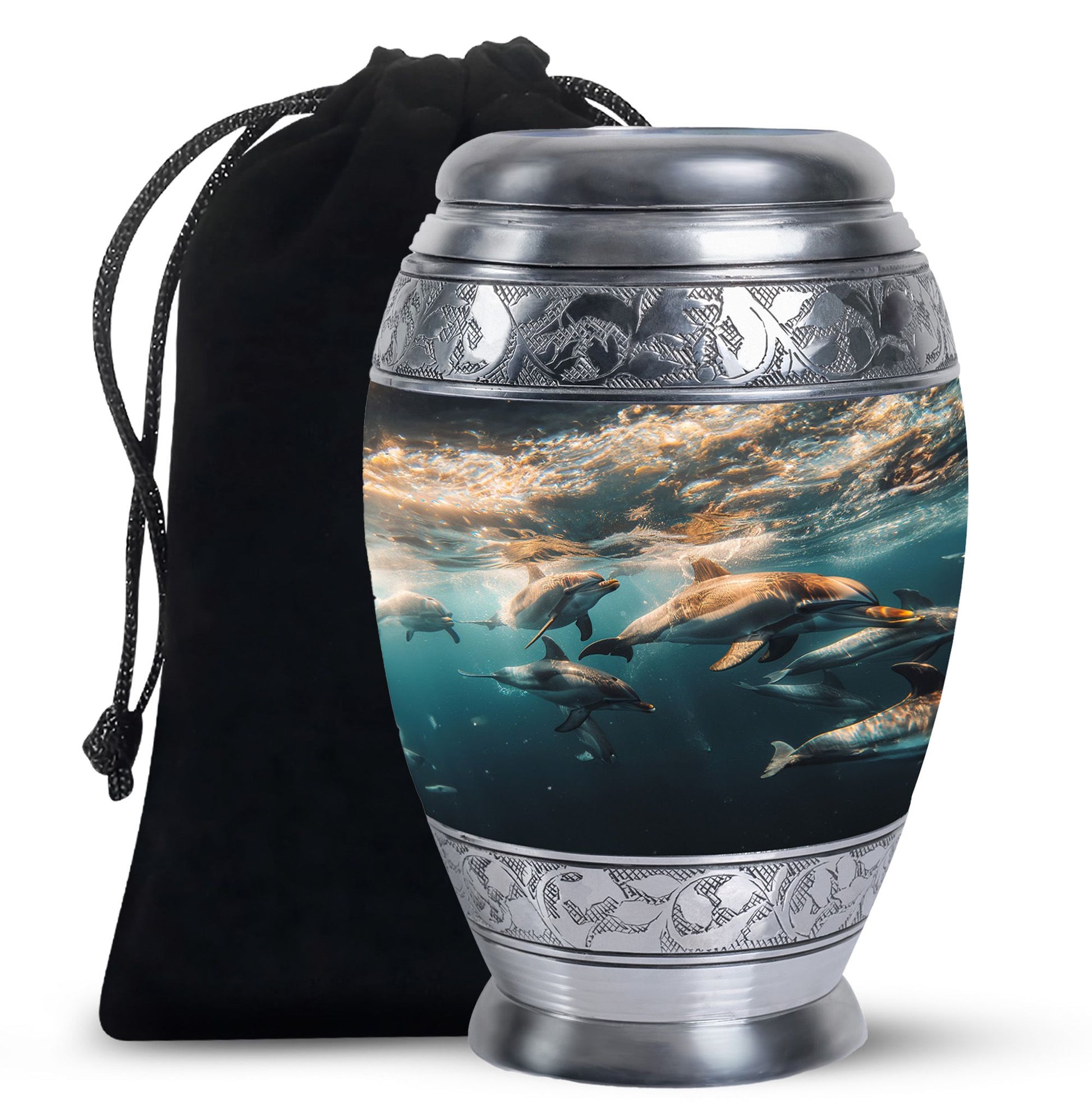 Underwater Dolphin Family Urn For Memorial - Human Ashes Container