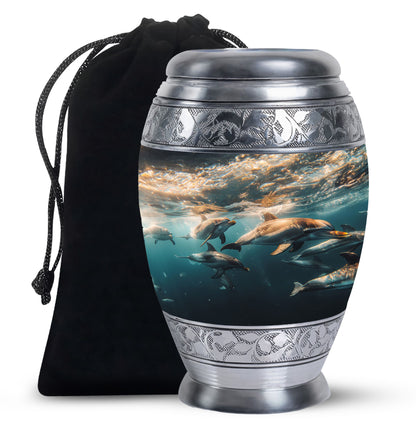 Personalized Dolphin Memorial Urn for Human Ashes - 10-inch, 200 cu in - Yatskia