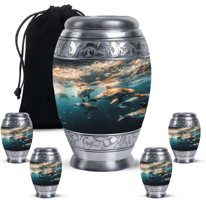 Personalized Dolphin Memorial Urn for Human Ashes - 10-inch, 200 cu in - Yatskia