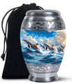 Dolphins Memorial Urn For Women - Artistic Funeral Urn for Sale