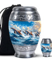 Dolphins Memorial Urn For Women - Artistic Funeral Urn for Sale