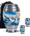 Dolphins Memorial Urn For Women - Artistic Funeral Urn for Sale