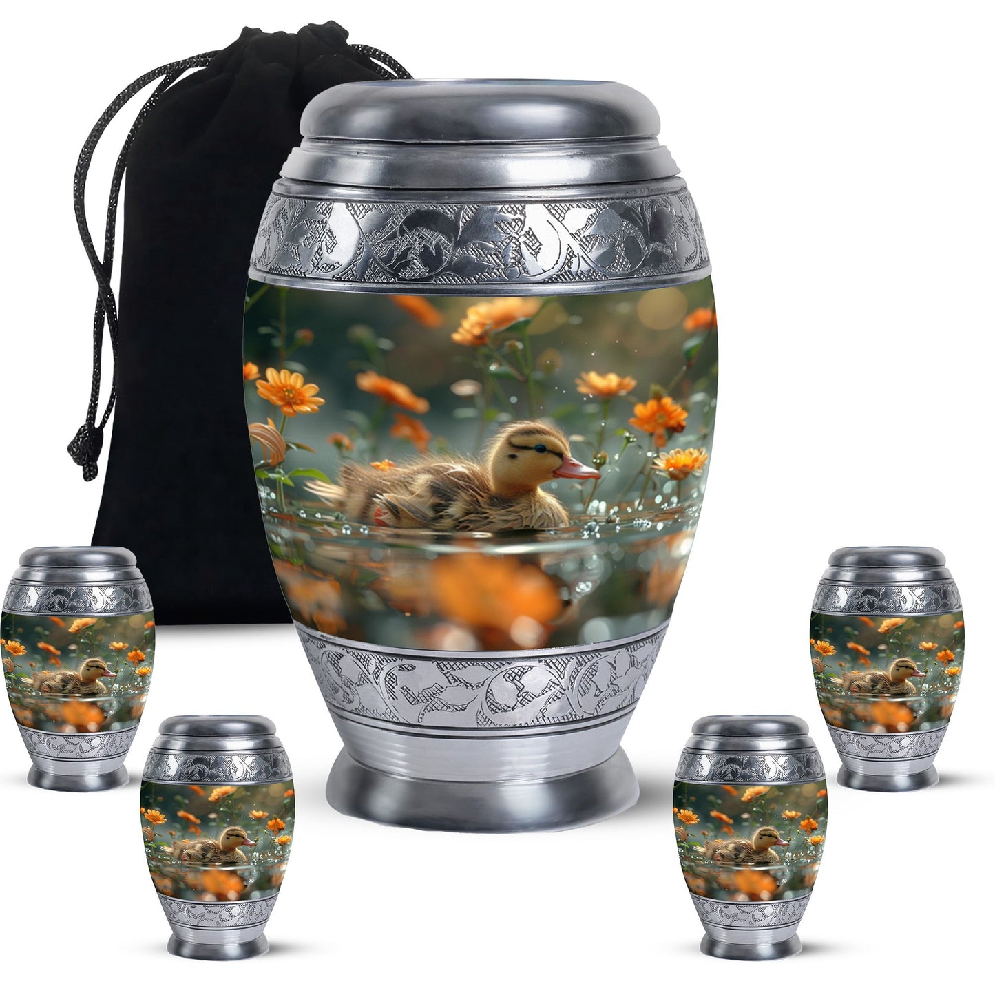 Personalized Flower Memorial Urn for Women - 10-inch, 200 cu in - Yatskia