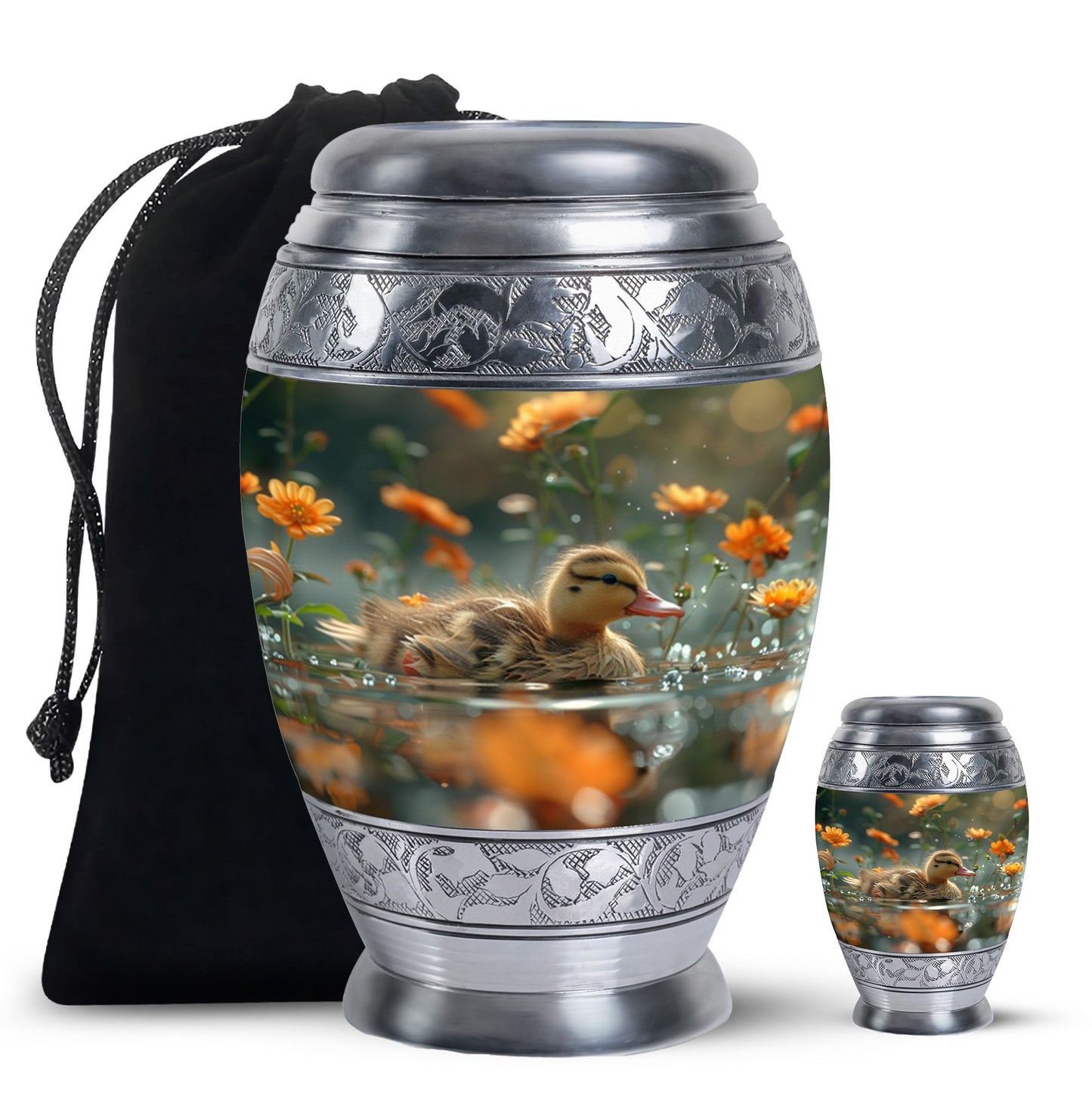 Personalized Flower Memorial Urn for Women - 10-inch, 200 cu in - Yatskia